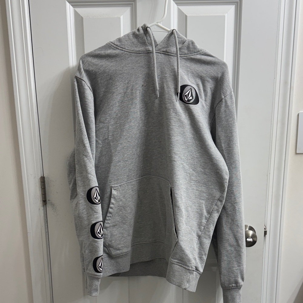 Volcom Light Gray Hoodie with Logo Accents - Men’s XL